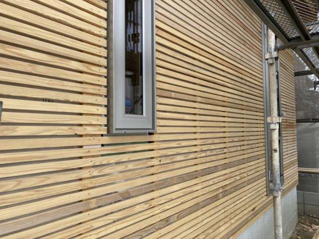木の家の外壁塗り壁。木ずり下地打ち。|岡崎市　新築家づくり